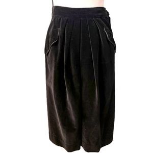 Vintage Velvet Midi Skirt with Pockets, Sz /
